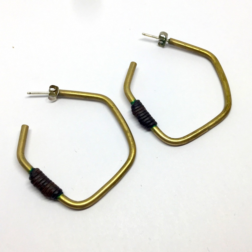 Brass, Gold & Zinc Oxide Handmade Earrings